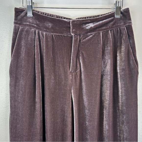 a new day 6 Velvet Wide Leg Pants in Dusty Purple Mauve/Brown Pockets Elastic - Picture 6 of 16